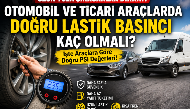 “Uzun Yola Çıkacaklar Dikkat! Otomobil ve Ticari Araçlarda Doğru Lastik Basıncı Kaç Olmalı?”