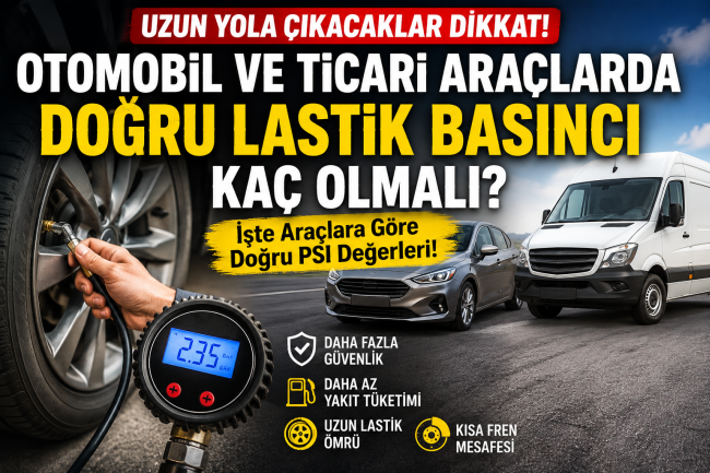 “Uzun Yola Çıkacaklar Dikkat! Otomobil ve Ticari Araçlarda Doğru Lastik Basıncı Kaç Olmalı?”